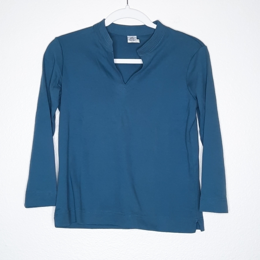 Peruvian Connection Teal Pima Cotton Top & Skirt Set XS